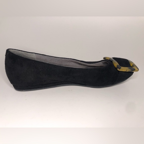 Kelly & Katie Black Suede Ballet Flat with Tortoise Buckle Size 6M - Picture 7 of 11